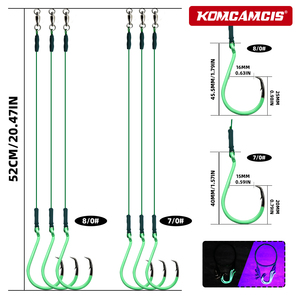 OEM 3PCS Hameçons circulaires lumineux avec montages à fil de guidage, hameçons offset 7/0 8/0 pour la pêche <span class=keywords><strong>au</strong></span> poisson-chat, <span class=keywords><strong>au</strong></span> bar et en eau douce - Product Image 2