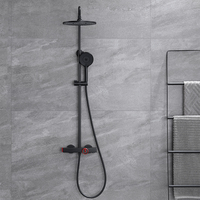 Ensemble de douche de salle de bain moderne système noir mat rouge ensemble de mitigeur de douche mitigeur en laiton ensemble de robinet de douche thermostatique