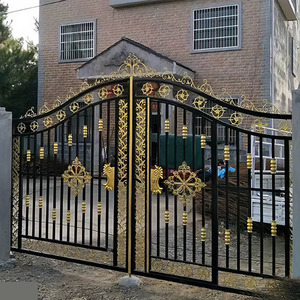 Lối vào chính wrought sắt cửa Thiết kế trượt Swing sắt cổng đường lái xe Cổng ngoài trời sang trọng đôi cửa sắt cửa - Product Image 6