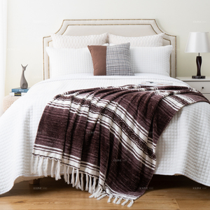 Couverture en chenille personnalisée avec franges à pompons, style bohème rayé, marque privée, décoration rustique pour la maison, idéale pour un cadeau <span class=keywords><strong>de</strong></span> pendaison <span class=keywords><strong>de</strong></span> crémaillère - Product Image 5