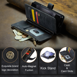CaseMe PU Leather Wallet Trường hợp với chủ thẻ cho Samsung Z gấp <span class=keywords><strong>5</strong></span> lật dây kéo Ví dây đeo cổ tay chân đế điện thoại CAS - Product Image 3