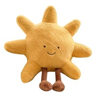 NOUVEAU Coussin en peluche visage souriant Lune et Soleil jaune, jouet en peluche de bonne qualité pour la décoration de chambre d'enfant, coussin de canapé doux