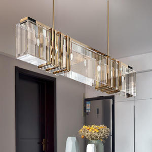 Lámpara colgante con marco de metal para comedor Rectangular de lujo moderno K9, candelabros de cristal Led, accesorios de iluminación - Product Image 1