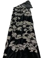 Fond de velours d'arbre à feuilles persistantes + 3mm broderie de paillettes beau manteau veste robe robe de soirée tissu à paillettes