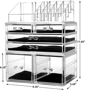 Hộp Sắp Xếp Mỹ Phẩm Hộp Sắp Xếp Đồ Trang Điểm Bằng <span class=keywords><strong>Acrylic</strong></span> Bộ 3 Món Có 6 Ngăn Đựng Son Môi Để Bàn Có Thể Xếp Chồng - Product Image 6
