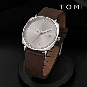 Montre pour homme TOMI, montre de sport minimaliste, calendrier, cuir, décontractée, quartz - Product Image 1