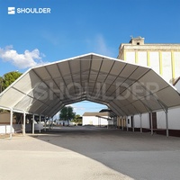 Carpa de Almacenamiento Prefabricada de Alta Resistencia, Tipo Polígono, con Techo Transparente, Gran Espacio, Estructura de Aluminio, Carpas de Almacenamiento de PVC Blanco