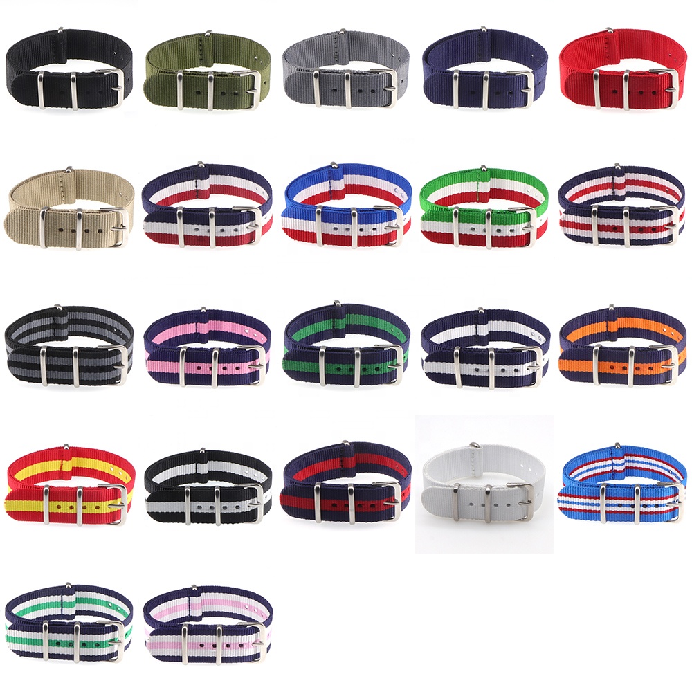 OEM Custom 12mm 14mm 16mm 18mm 20mm 22mm 24mm Striped Strap Nylon Watch Band