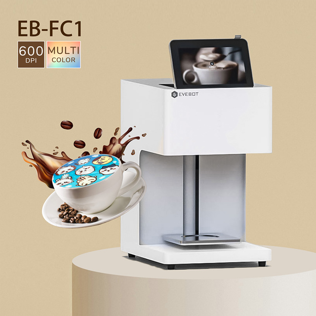 EVEBOT EB-FC1 Full Color Coffee Printer Cake and Food Selfie Coffee Machine with Edible Ink Latte Art Machine Food Printer