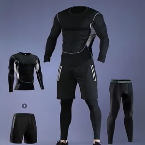 Ensemble de 3 pièces pour hommes, vêtements de sport à haute élasticité, RushGuard Bjj, maille respirante, leggings à manches longues, tenue de course à pied, vêtements d'entraînement - Product Image 2
