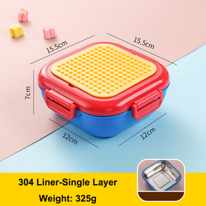 Trẻ Em Dành Cho Người Lớn Hộp Ăn Trưa Đầy Màu Sắc Khối Nối <span class=keywords><strong>Container</strong></span> Thực Phẩm Có Nắp Đậy Cho Văn Phòng Trường Cắm Trại Dã Ngoại 304 Lót - Product Image 5