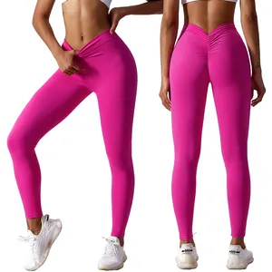 Hohe Taille nahtlose atmungsaktive Sporthosen Damen Fitness-Yoga-Hosen sexy Trainings-Gym Legging stretchy Scrunch-Butt-Lifting