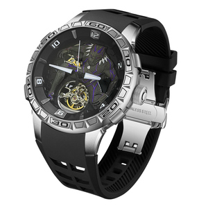 <span class=keywords><strong>Montre</strong></span> mécanique automatique Black Panther, design squelette en cristal, style super-héros pour homme, édition limitée de luxe, bracelet en silicone de haute qualité - Product Image 6