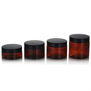 Amber PET Cosmetic <b>Jars</b> 50ml-500ml for Skin Care Face Cream & Body Butter-<b>Plastic</b> Screw Cap - Product Image 1