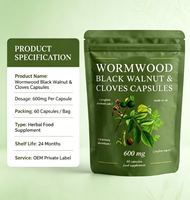 OEM 60 Capsules de plantes (Absinthe, Noix noires, Clou de girofle) – Complément alimentaire – Emballage personnalisé – Soutien à la santé quotidienne