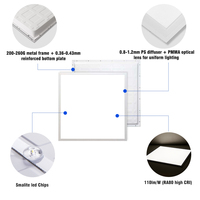 Éclairage commercial intérieur à haut rendement lumineux, panneau LED plat encastré carré dimmable avec rétroéclairage, 600x600, 595x595, 60x60, 2x2