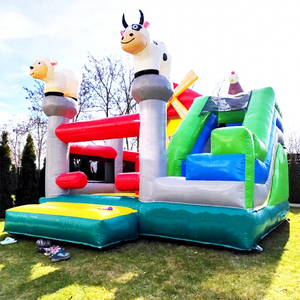 Castillo inflable comercial con tobogán para niños, tipo granja. - Product Image 1