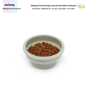 Cane eco-friendly in Silicone tinta unita per cani e ciotola per animali domestici pieghevole per gatti con funzione di trasporto all'aperto per bere cibo lento - Product Image 6