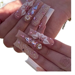 <span class=keywords><strong>Faux</strong></span> <span class=keywords><strong>ongles</strong></span> artistiques portables, style long, avec cristaux colorés scintillants et nœuds, style européen et américain, vente en gros - Product Image 1