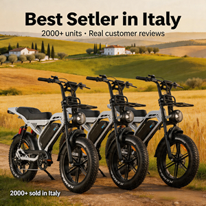 Bicicleta eléctrica QMHEEL S20 Pro para el mercado italiano, con neumáticos anchos y portaequipajes trasero, para venta al por mayor, stock disponible en la UE, Italia y Países Bajos. - Product Image 1