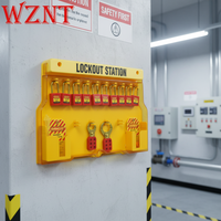 Station LOTO industrielle WZNT NT-LG02 à 10 cadenas, à clé, antivol, conforme OSHA, avec couvercle