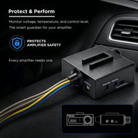 Controlador de nivel RCA universal Recoil LCVT con voltímetro digital y termómetro - Perilla de control de ganancia de amplificador integrada en el tablero y perilla de bajos remota