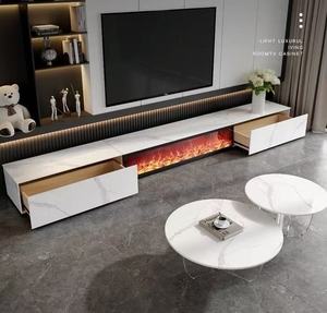 Rock Marble Top Hot Sales <strong>TV</strong> Stand Modern <strong>Decorative</strong> Cabinet with Simulated Flame Electric Fireplace Coffee Table - Product Image 5