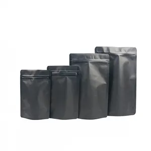 Yeniden kapatılabilir mat siyah paket ayakta duran torba alüminyum folyo ambalaj kilitli poşet Doypack Mylar depolama gıda torbaları
