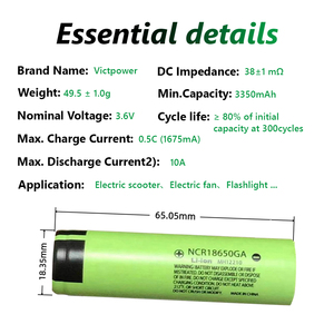 Victpower เซลล์แบตเตอรี่ลิเธียมไอออนแบบชาร์จไฟได้10A NCR18650GA 3300mAh 3.6V 18650สำหรับจักรยานไฟฟ้า800รอบ - Product Image 4