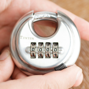 Tonyon Combination <b>Padlock</b> 70mm Round Stainless Steel 4-Digit Code Lock For Doors Windows Outdoor Use - Product Image 2