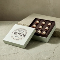 Boîte rigide personnalisée avec couvercle et base verts pour flacons de peptides, 9 flacons, impression offset sur éponge, quatre couleurs