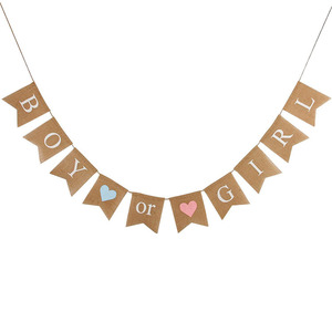 Huiran Baby Shower Jute Bunting Banner Boy or Girl Burlap Banner for Baby Gender Reveal Party Decorations