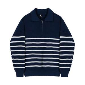 Sweat-shirt décontracté rayé de style polo pour hommes, <span class=keywords><strong>pull</strong></span> tricoté haut de gamme et exclusif pour hommes avec col - Product Image 5