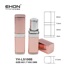 Empty Square <b>Lipstick</b> Tube Luxury Rose Gold Metallic Lip Balm Container ABS Lip Makeup Packaging Silk Screen Printed for <b>Custom</b> - Product Image 2