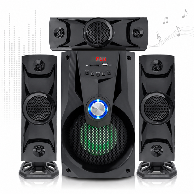 Factory Supply 3.1CH Surround Sound Speaker System  6.5" Powered Woofer, 75W RMS, 6-in-1 Playback, 30Hz Bass Response, 110-240V
