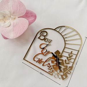 Décoration de gâteau en acrylique doré « Bébé en fleurs » avec arche et feuilles florales pour fête prénatale, fournitures de décoration de gâteaux - Product Image 3