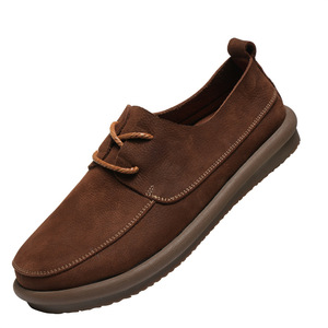 Chaussures bateau en cuir pour hommes, à lacets, bout rond, doublure en cuir véritable, semelle extérieure en caoutchouc, semelle intermédiaire en EVA, légères, toutes saisons, usage décontracté - Product Image 4