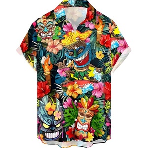 เสื้อเชิ้ตแขนสั้นคอปกสำหรับผู้ชาย พิมพ์ลายแบบนามธรรม ระบายอากาศได้ดี รับผลิตตามแบบ ODM เหมาะสำหรับใส่เที่ยวชายหาดหรือวันหยุด - Product Image 1
