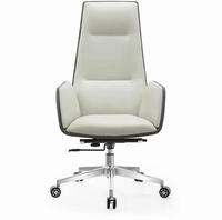 Chaise de bureau de direction ergonomique moderne de luxe, dossier haut incurvé en cuir, hauteur réglable, pivotante, inclinable, base en acier rafraîchissante