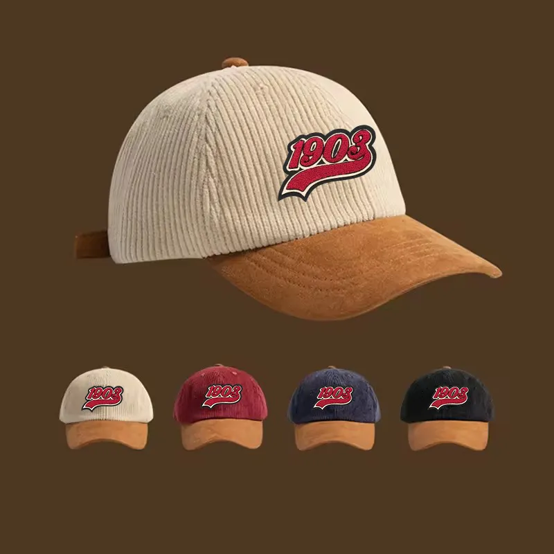 Cappellino da Baseball in velluto a coste a 6 pannelli di alta qualità regolabile in due tonalità Gorras Design 3d ricamo non strutturato cappello da papà in velluto a coste