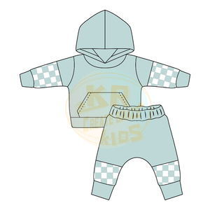 Ensembles de vêtements en tissu éponge de coton à carreaux multicolores pour garçons Ensembles de sweats à capuche décontractés pour garçons Ensembles de jogging Tenues Vêtements d'automne - Product Image 4