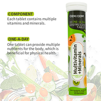 Comprimés effervescents multivitaminés pour adultes, marque privée OEM, vitamine C, complexe B, sans sucre, soutien immunitaire, énergie