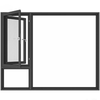 Ventana Abatible de Aluminio con Aislamiento Acústico y Vidrio Aislante, Diseño Moderno con Marco Ultra Delgado y Recubrimiento en Polvo Negro