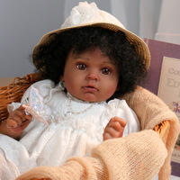 Muñeca Reborn de Vinilo de Estilo Nuevo, Simulación Realista, Juguete de Regalo, Bebé Africano Recién Nacido, Confort para Niños Pequeños, Regalo de Cumpleaños Negro para Niños
