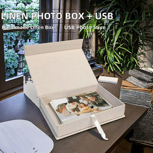 Photo Packaging Linen <strong>Box</strong> with Video Display Screen Included Elegant Paper <strong>Box</strong> for Family <strong>Wedding</strong> Photos Memory <strong>Keepsake</strong> <strong>Box</strong> - Product Image 4