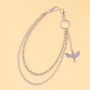 Cadena de Pantalones de Metal de Doble Capa a la Moda con Colgante de Ángel Cupido, Cadena de Cintura Unisex, Estilo Casual Hip Hop, Plata Tibetana - Product Image 6