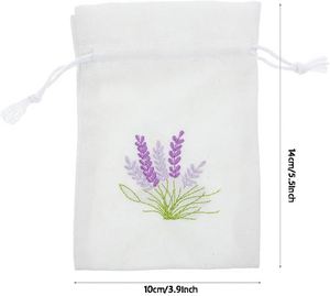 Sachets de lavande vides en coton avec cordon de serrage, pochettes brodées en lin 10x14cm pour cadeaux de mariage et rangement de bijoux - Product Image 2