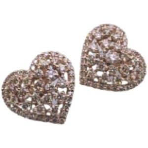 Pendientes de Diamantes en Forma de Corazón Jewelspaark, Oro Rosa de 14K, 1.83 Cttw, Corte Redondo, Color I-J, Claridad SI, Engaste de Garras, para Compromiso - Product Image 1