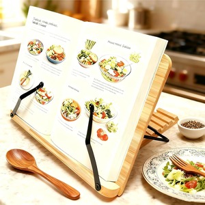 Support de livre pliable pour la cuisine et le bureau, support de documents de bureau, support de livre en bambou réglable - Product Image 2