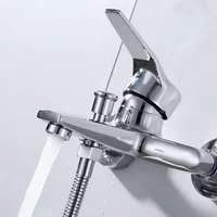 Robinet de douche mural en zinc chromé, ensemble de douche moderne avec douchette à main, kits de douchette à main